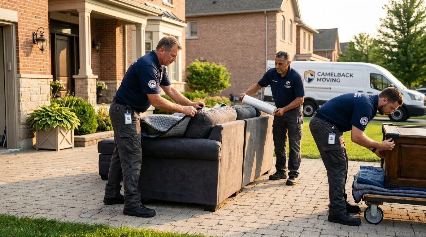 Large estate moving crew wrapping furniture in Salmon, ID