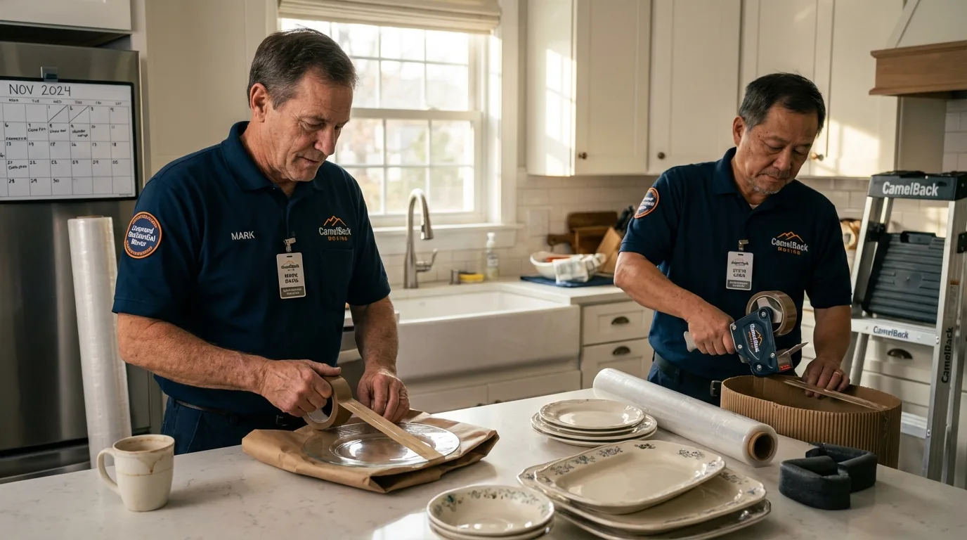 Professional crew packing kitchen dishware in Salmon, ID